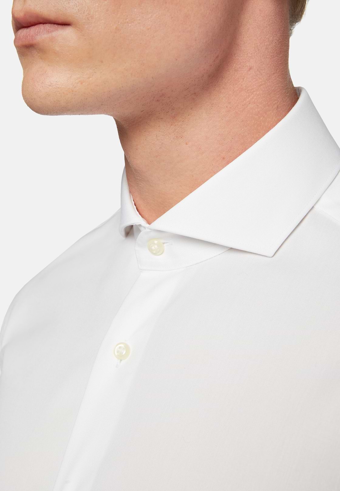 White slim fit cotton pin point shirt, White, hi-res