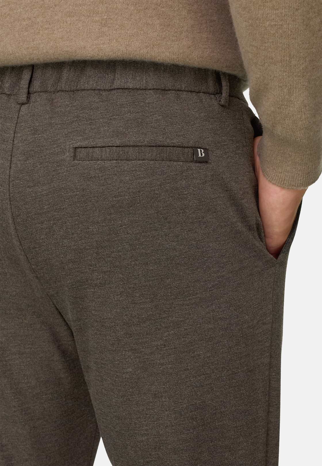 Trousers in Technical Jersey, Brown, hi-res, 3