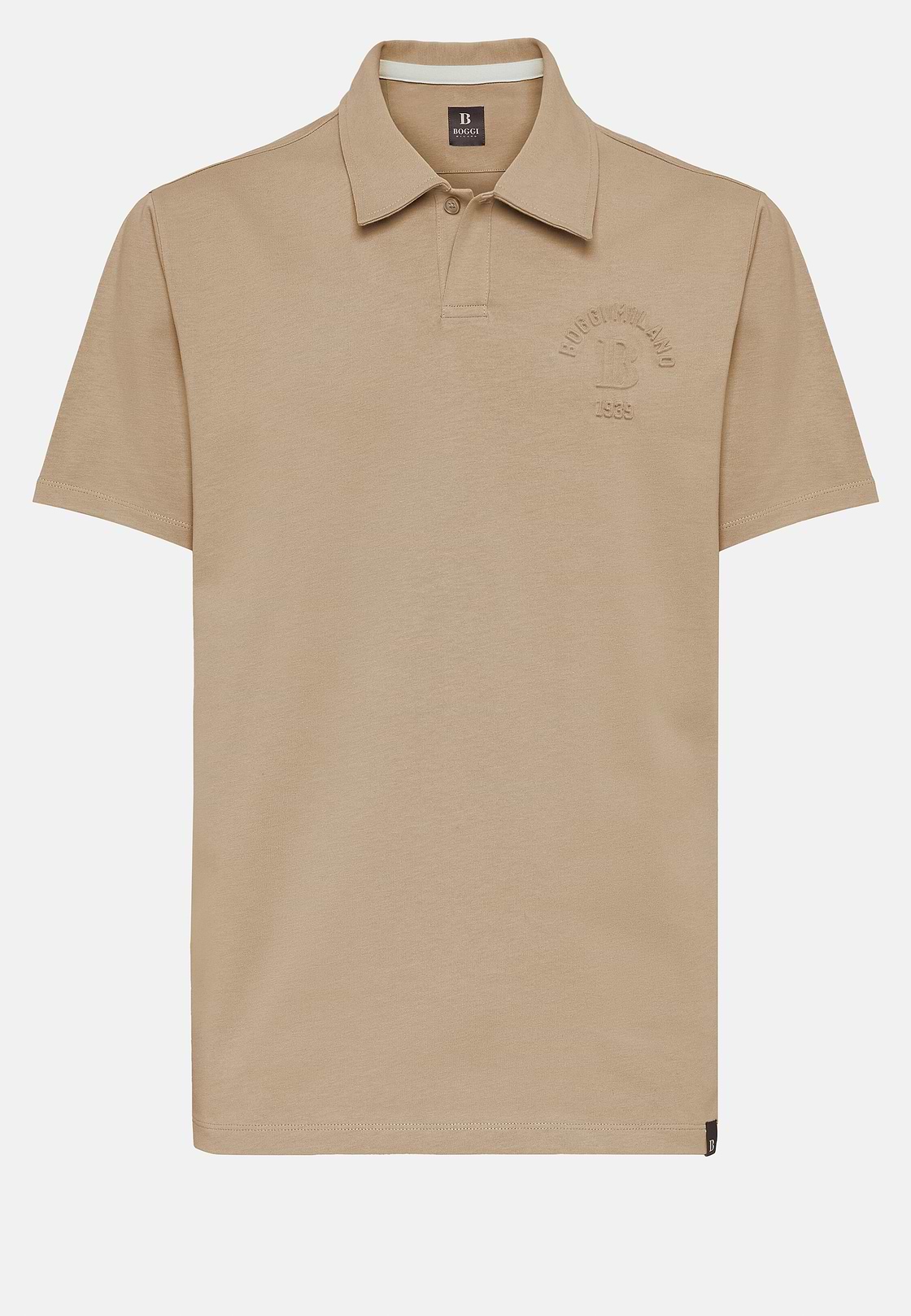 Organic Cotton Blend Jersey Polo Shirt, Beige, hi-res