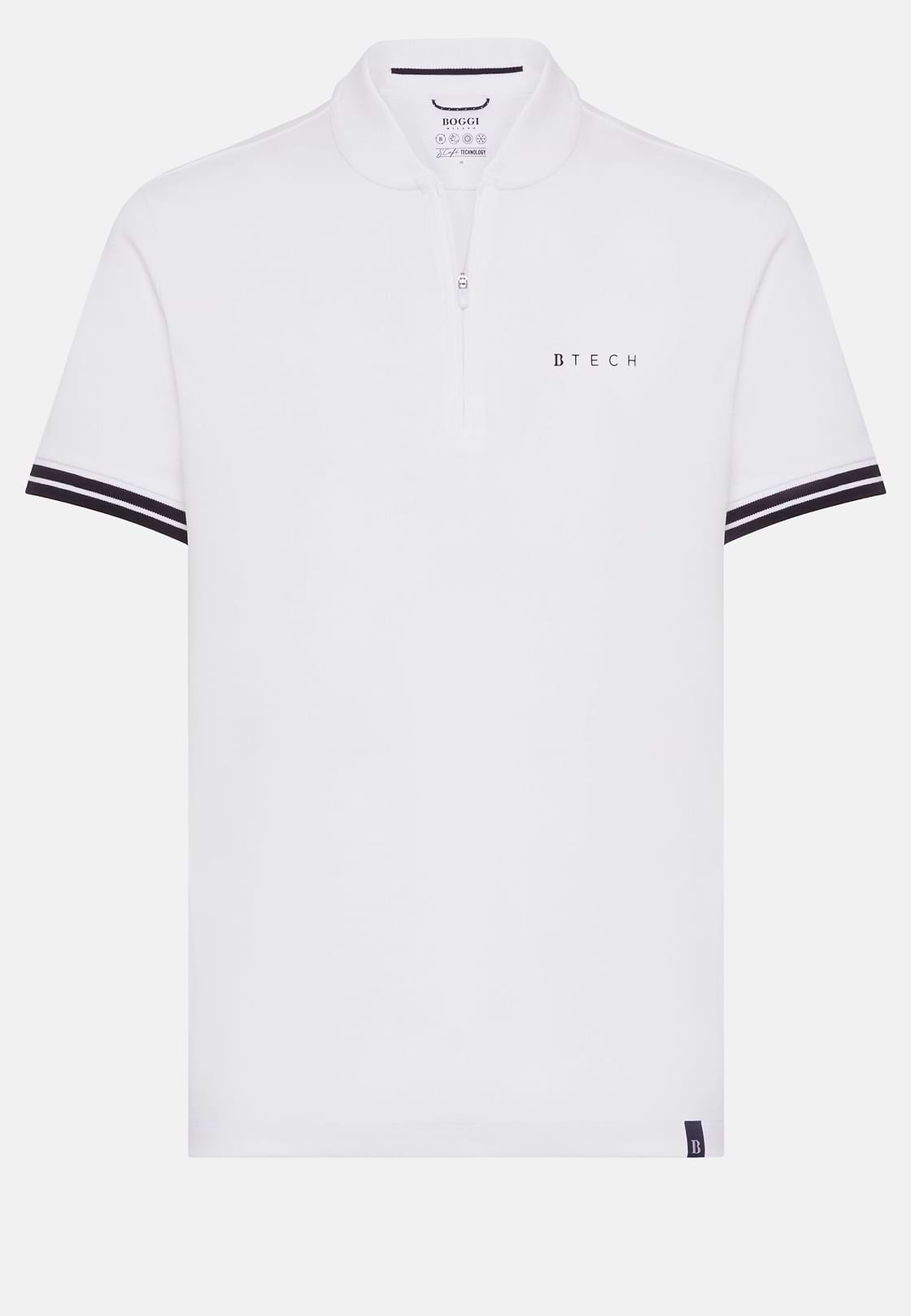 High-Performance Fabric Polo Shirt, White, hi-res