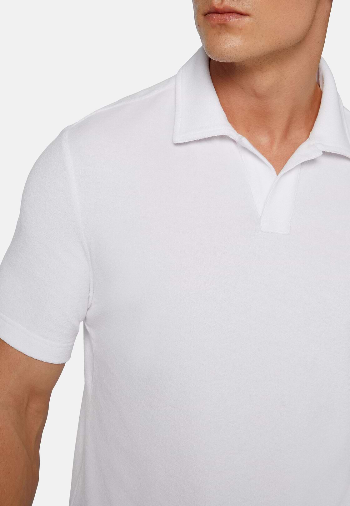 Cotton/Nylon Polo Shirt, White, hi-res