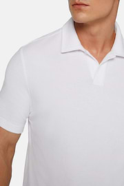 Cotton/Nylon Polo Shirt, White, hi-res