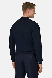 Polo Di Maglia In Cotone Seta, Navy, thumb, 3