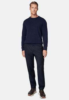 Maglia Girocollo Navy In Cashmere
