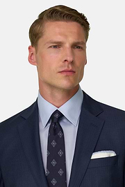 Suit in Stretch Wool Pinstripe, Navy blue, thumb, 4