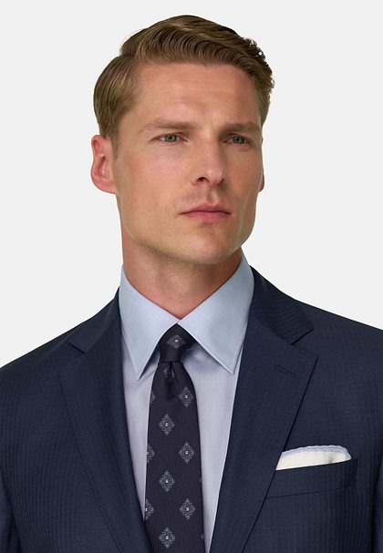 Suit in Stretch Wool Pinstripe, Navy blue, hi-res