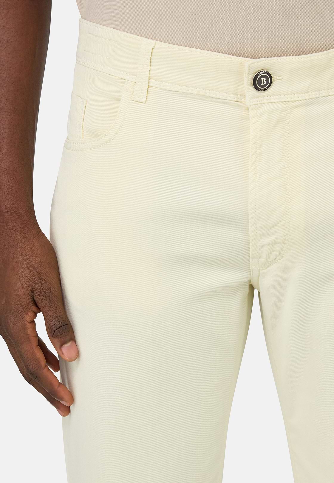 Jean En Coton Tencel Extensible, Jaune, hi-res