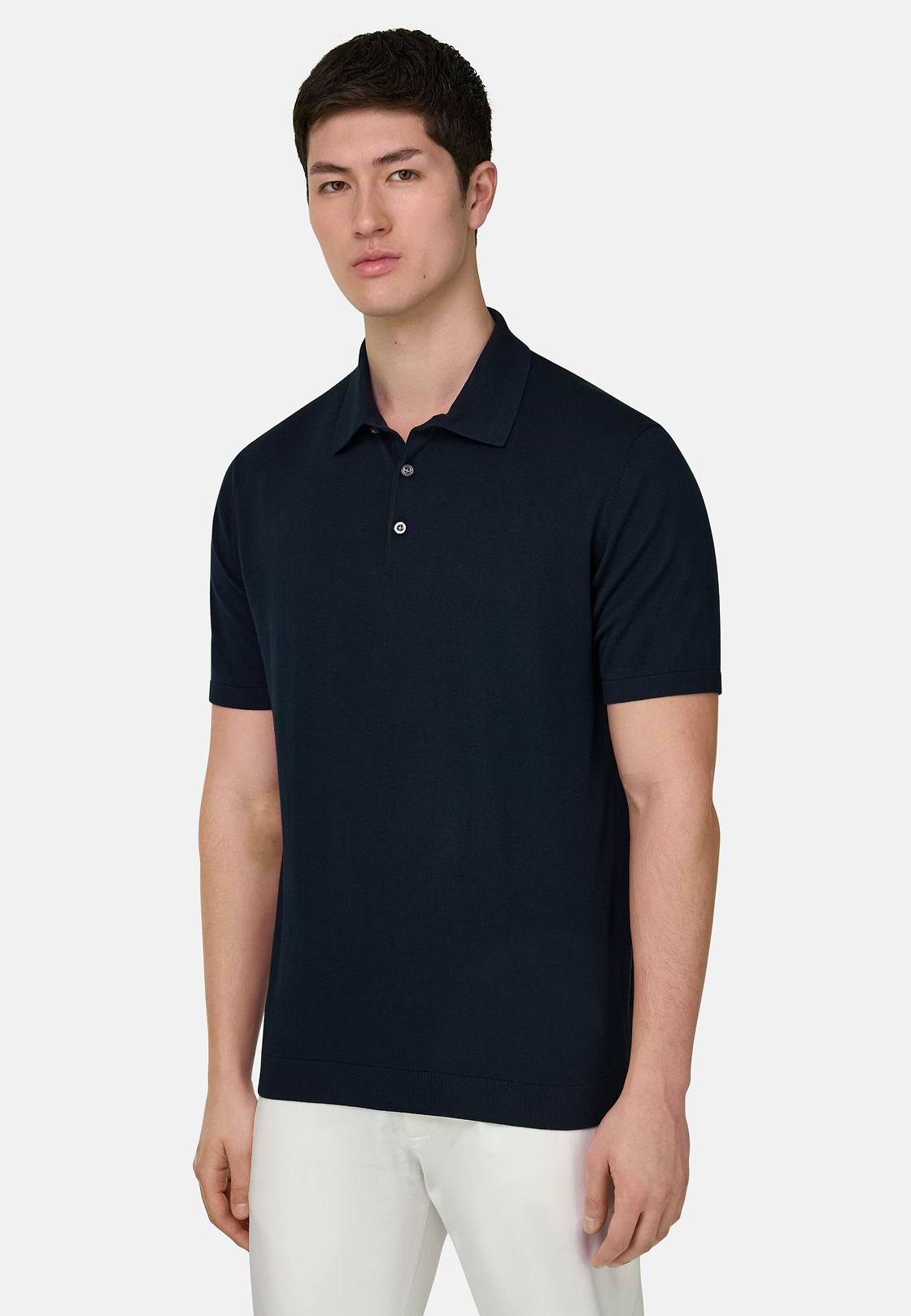Polo Cotton Crepe, Navy blue, hi-res, 1