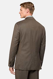 Brown Stretch Wool Suit, Brown, hi-res