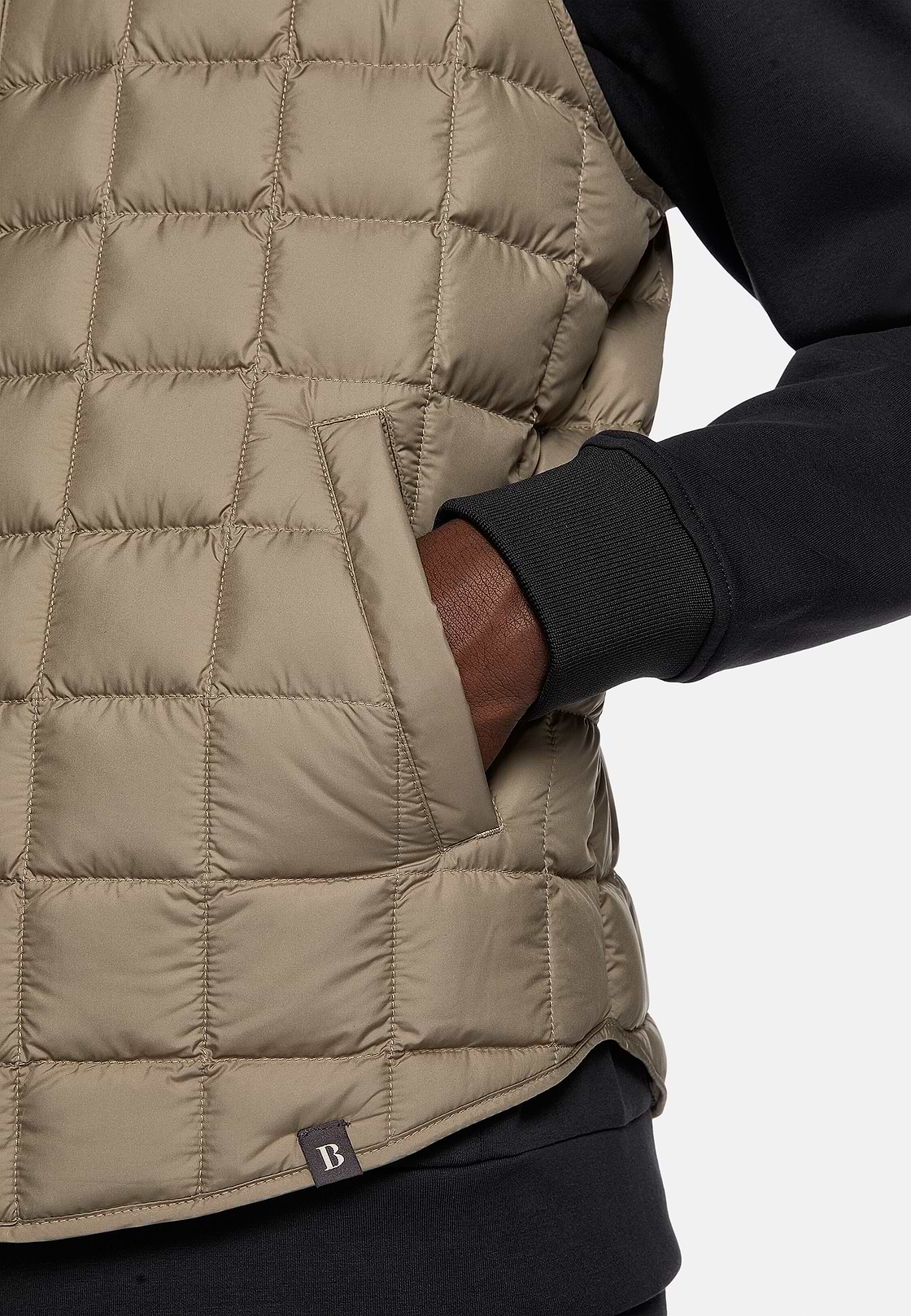 Gilet In Tessuto Tecnico In Piuma D`Oca, Beige, hi-res