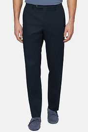 Stretch Cotton Trousers, Navy blue, hi-res