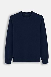 Crew Neck Jumper in Cashmere Blend, Navy blue, thumb, 5