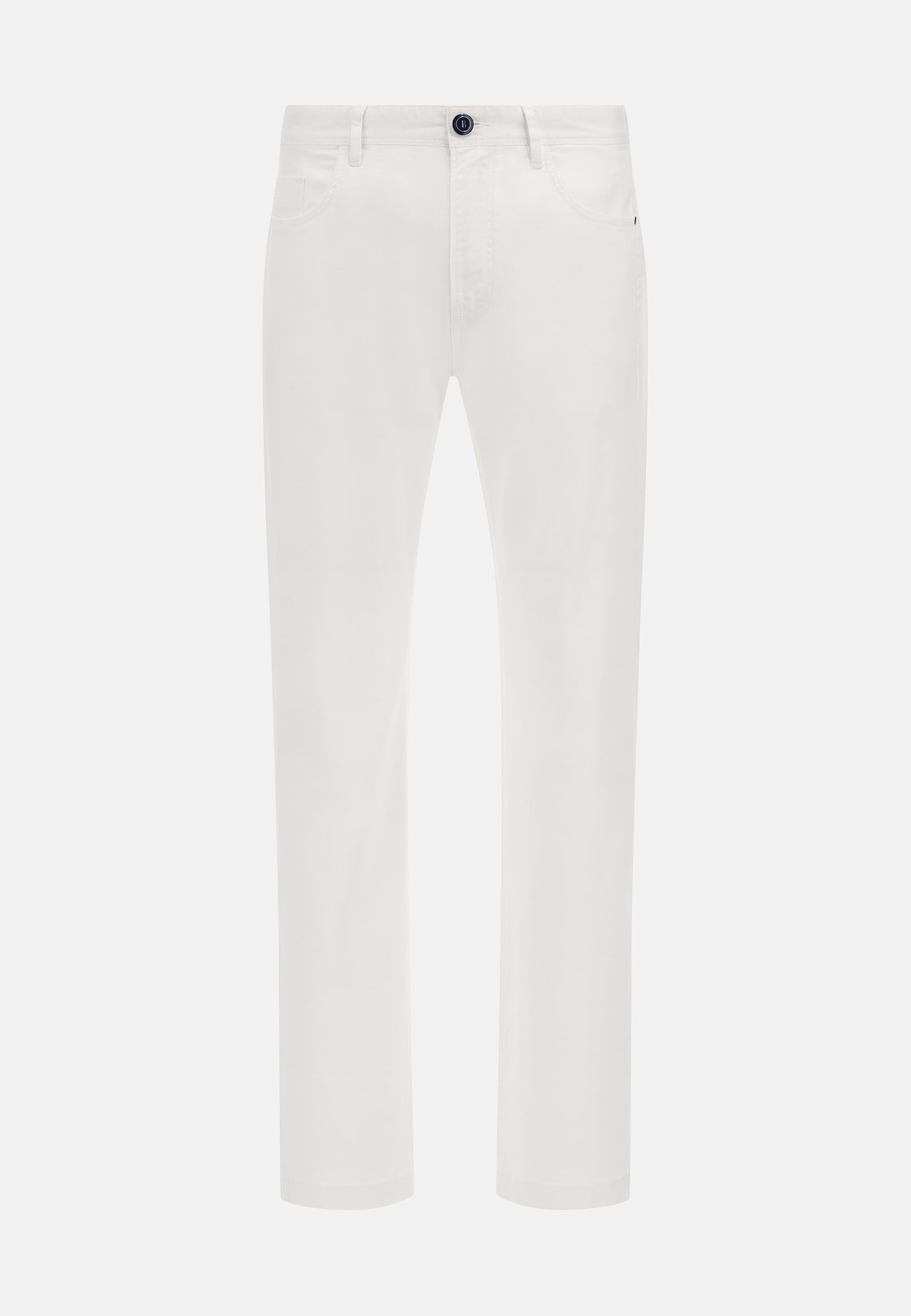 Stretch Cotton 5-Pocket Trousers, White, hi-res