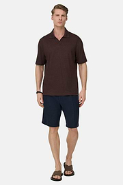 Polo En Jersey De Lin Extensible, Marron foncé, thumb, 2