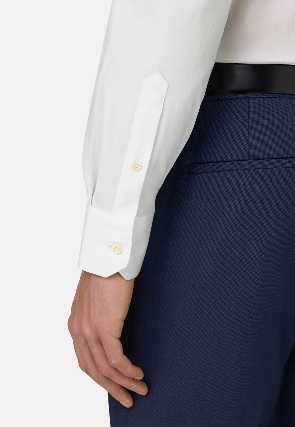 Hemd Aus Elastischer Baumwolle Und Nylon Slim, Weiß, hi-res, 4