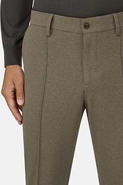 Trousers in Cotton Blend Jersey, Brown, thumb, 3