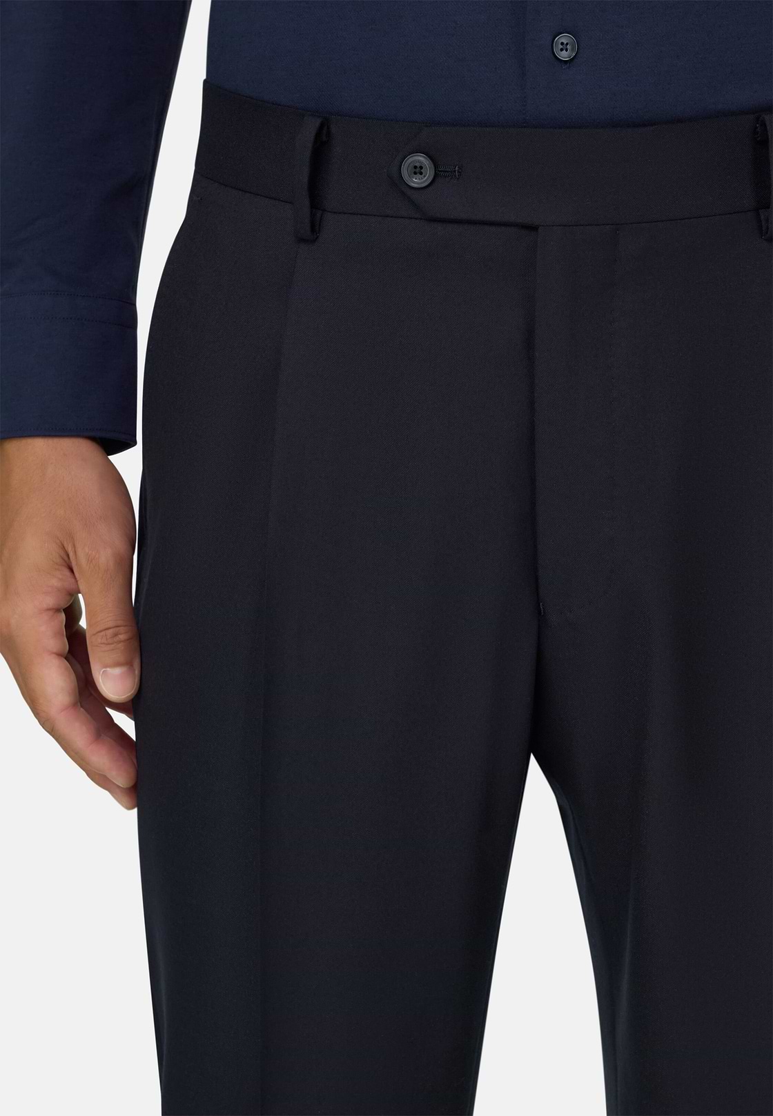 Broek van Wolflanel, Navy blue, hi-res, 3