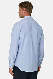 Overhemd Visgraat in Elastisch Nylon Slim Fit B Tech, Light Blue, thumb, 6
