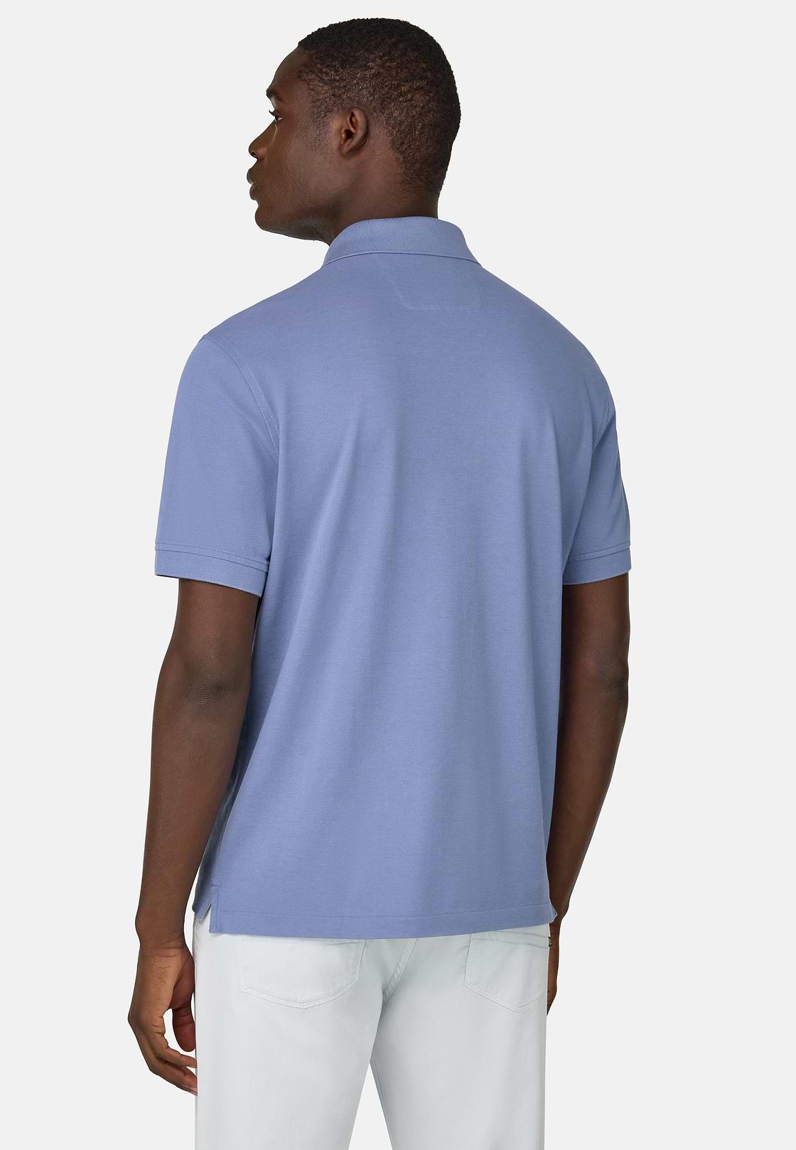 Cotton Piqué Polo Shirt, Indigo, hi-res