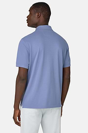 Cotton Piqué Polo Shirt, Indigo, hi-res