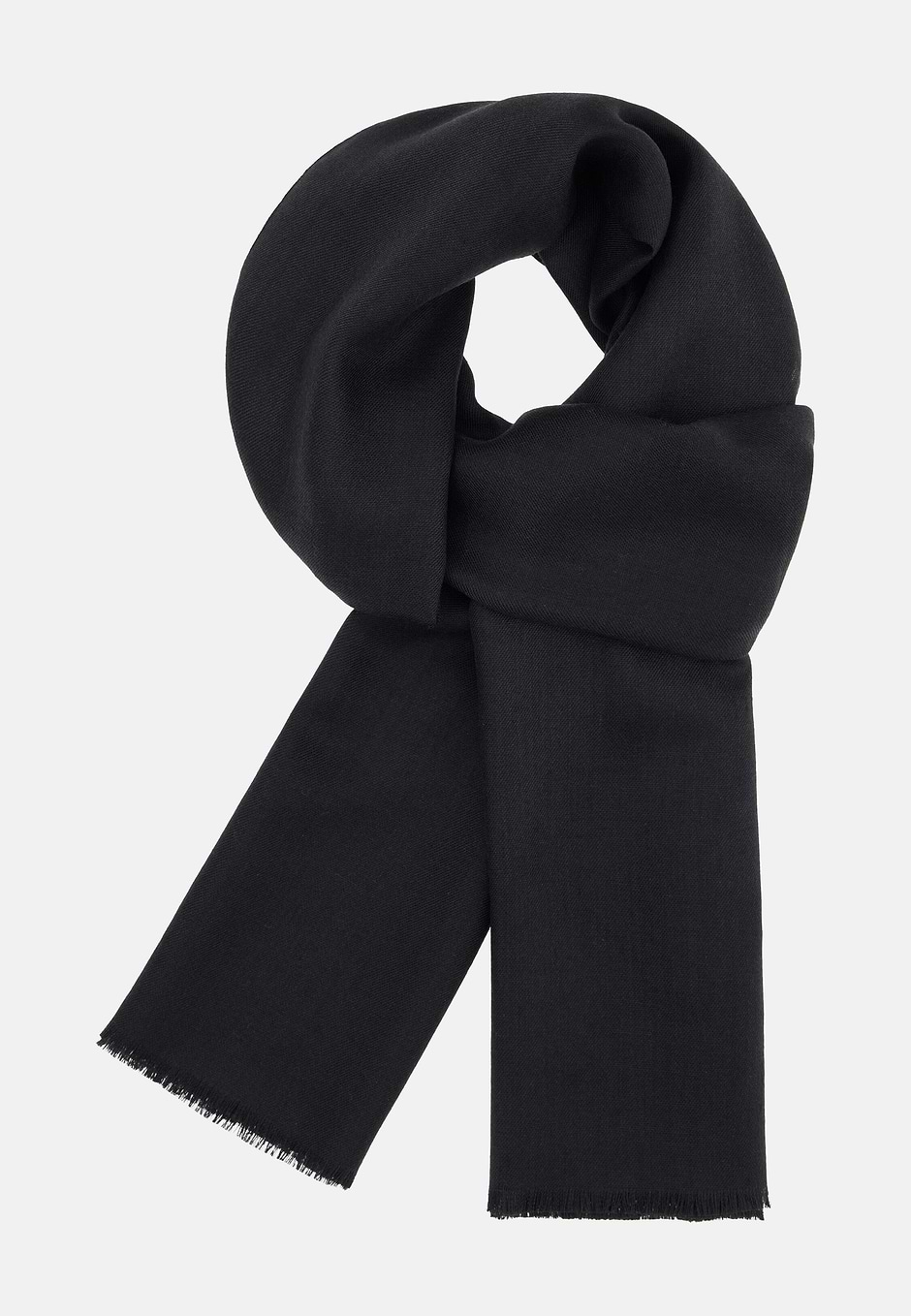 Herringbone Wool Scarf, Black, hi-res