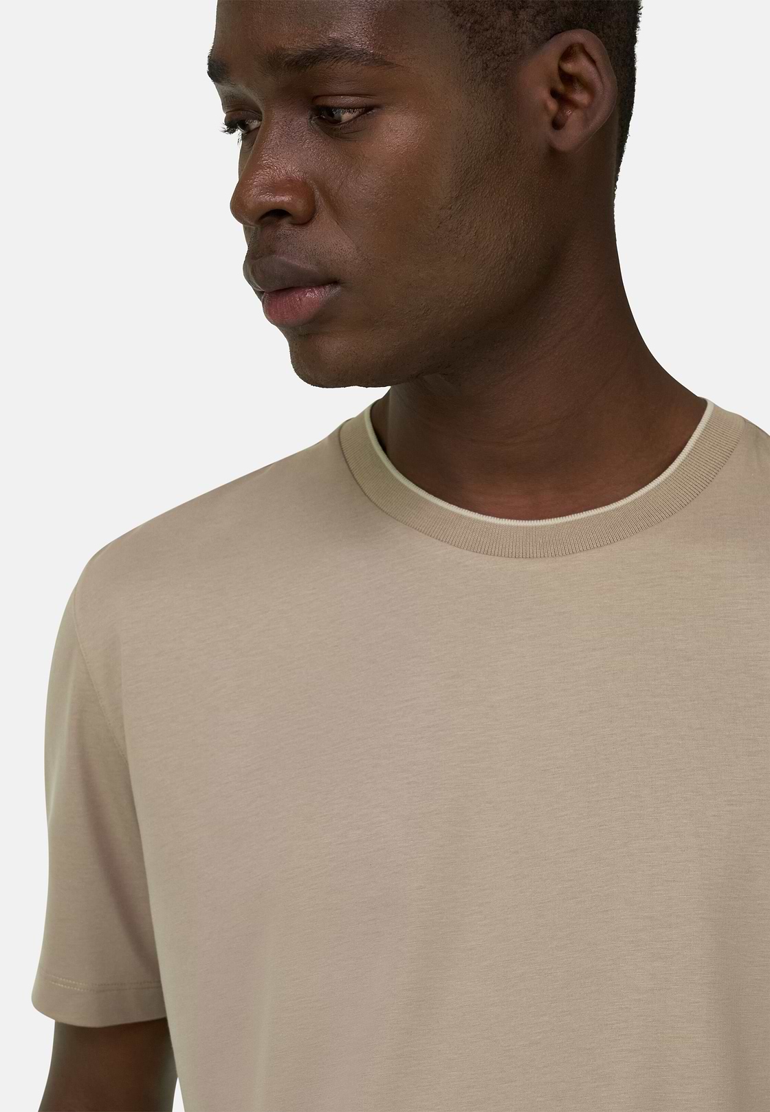T-Shirt En Coton Tencel, Taupe, hi-res, 4