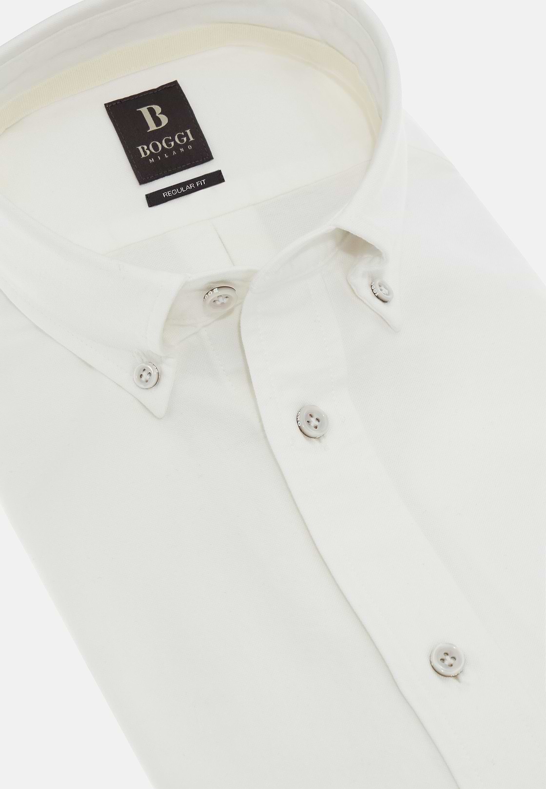 Regular Fit Oxford Cotton Shirt, White, hi-res
