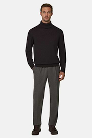 Rollkragenpullover aus extrafeiner Merinowolle, Dunkelbraun, thumb, 2