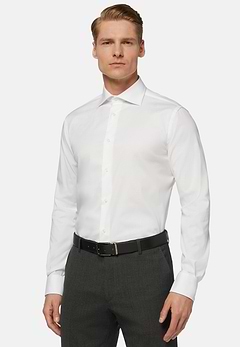 Camicia In Pin Point Di Cotone Long Fit