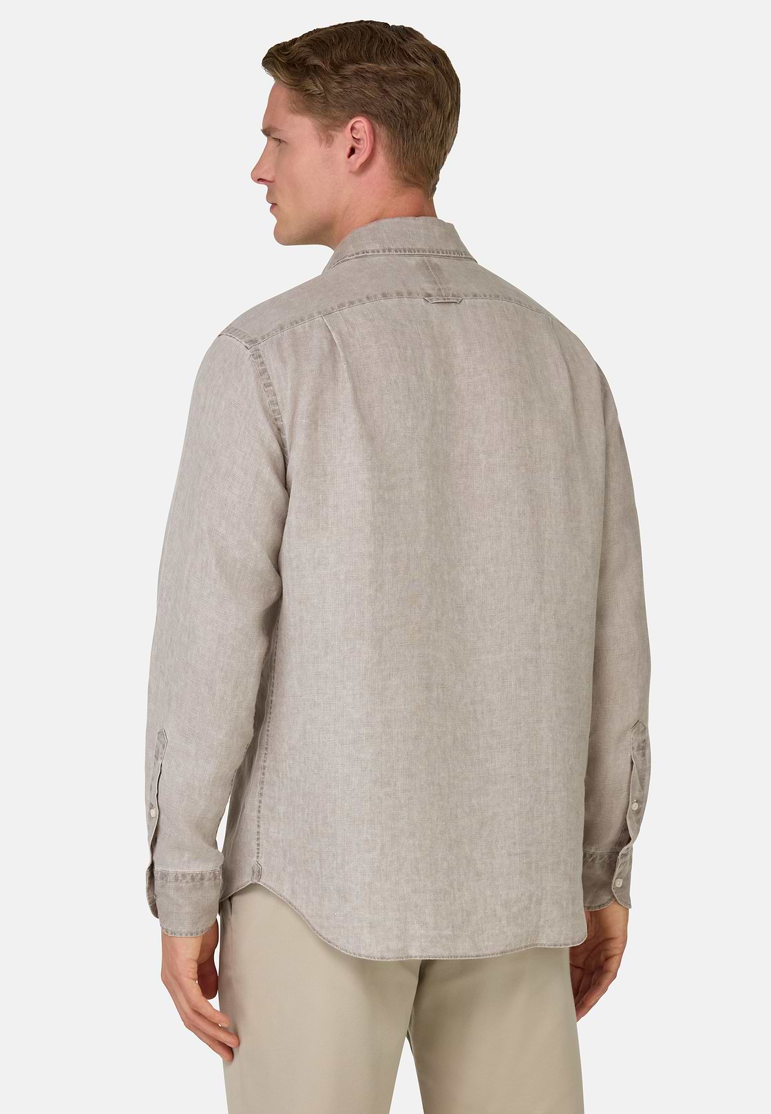 Regular Fit Linen Shirt, Taupe, hi-res