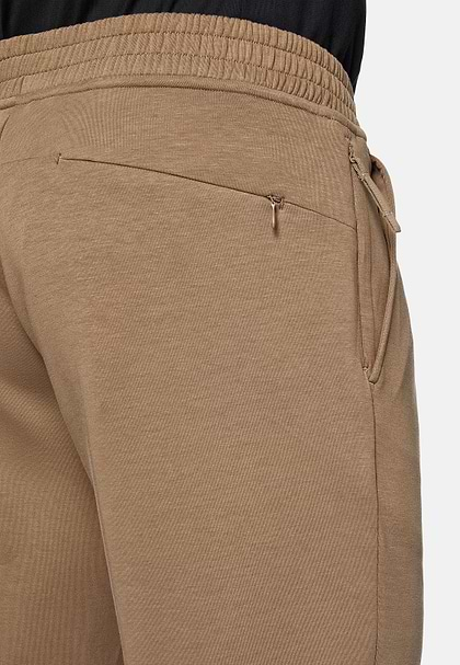 Lightweight Scuba Cotton Blend Trousers, Beige, hi-res