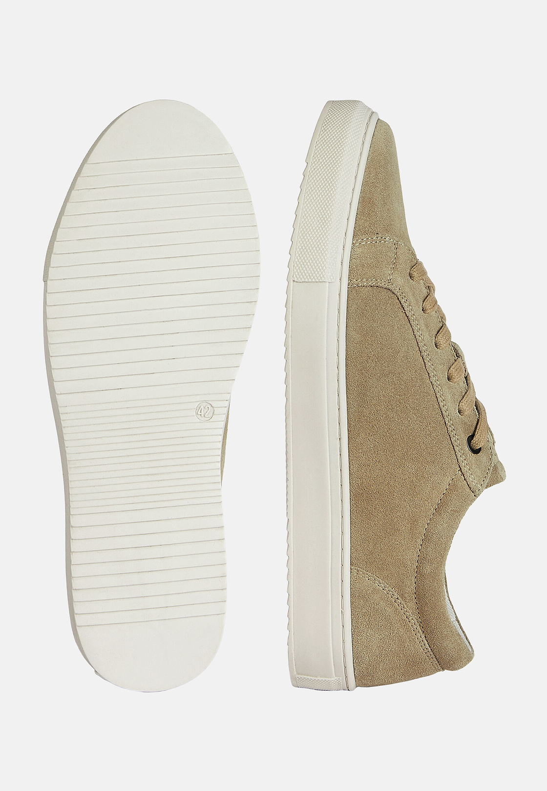 Suede Sneakers With Box Sole, Sand, hi-res