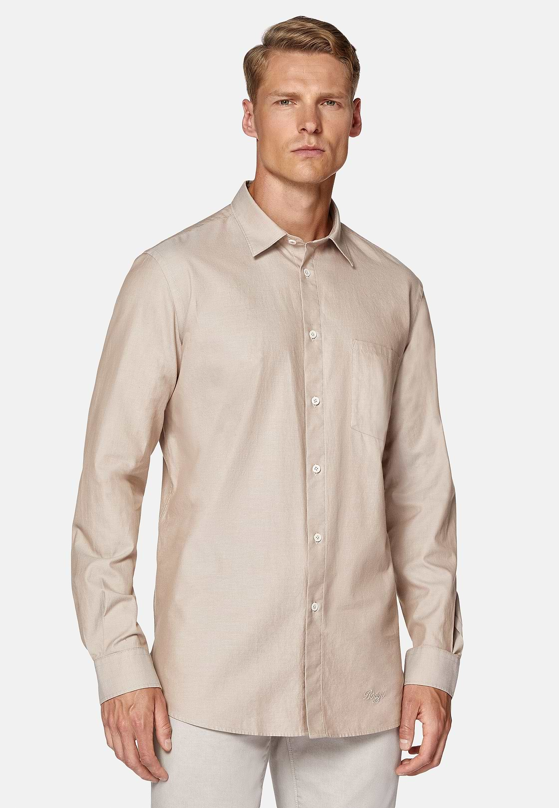 Regular Fit Cotton Shirt, Beige, hi-res