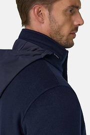Car Coat Padded in Wool Cashmere, Navy blue, thumb, 5