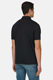Polo Shirt In Stretch Supima Cotton, Black, thumb, 3