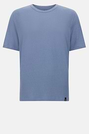 T-Shirt in Stretch Linen Jersey, Indigo, hi-res