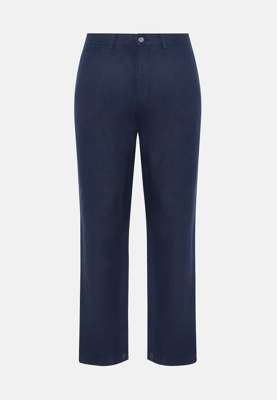 Linen Trousers, Navy blue, hi-res