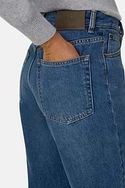 Jeans Straight Fit in Cotton Denim, Medium Blue, thumb, 3