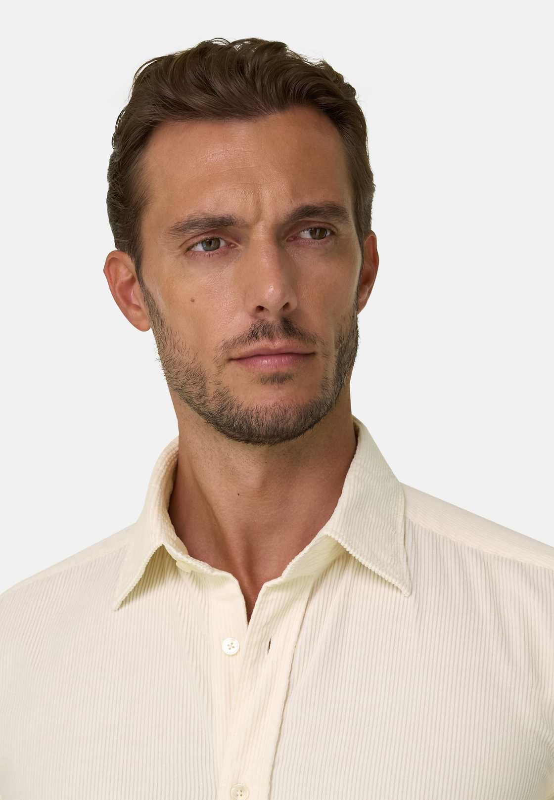 Shirt in Cotton Blend Corduroy Regular Fit, OFFWHITE, hi-res, 3