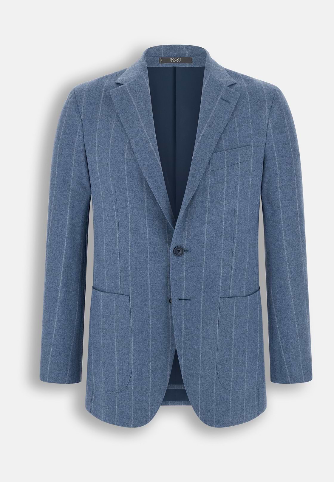 Blazer in Wool Silk Pinstripe, Light Blue, hi-res, 6