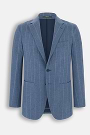 Blazer in Wool Silk Pinstripe, Light Blue, thumb, 6