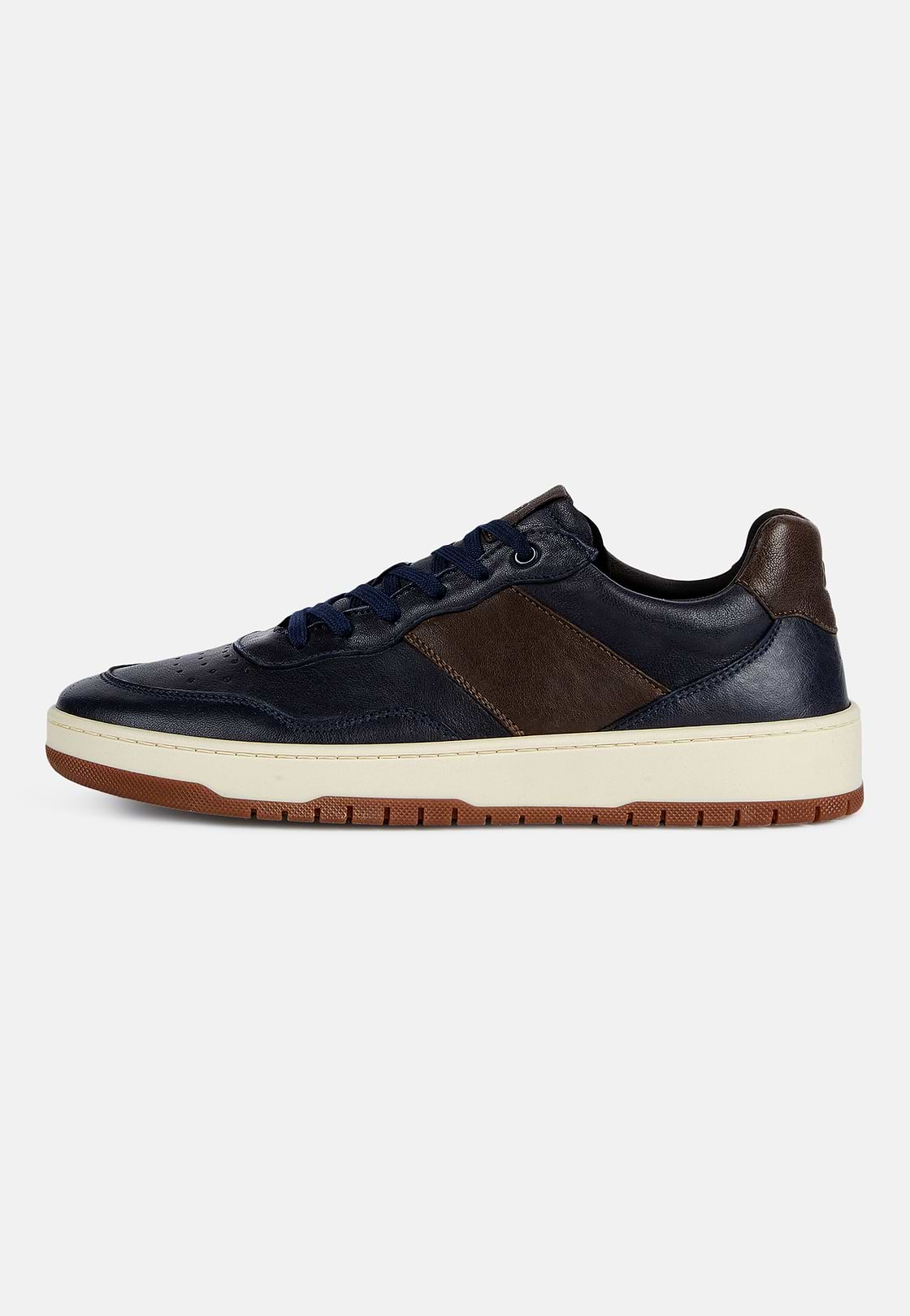 Leather Trainers, Navy blue, hi-res