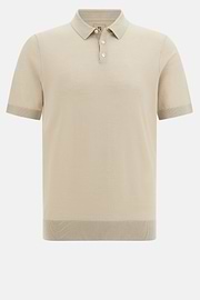 Knitted Merino Wool Polo, Sand, hi-res