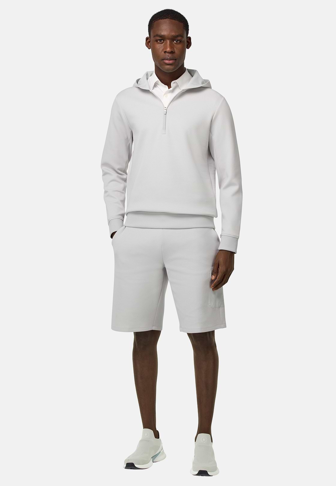 Sudadera con capucha y media cremallera, Hielo, hi-res