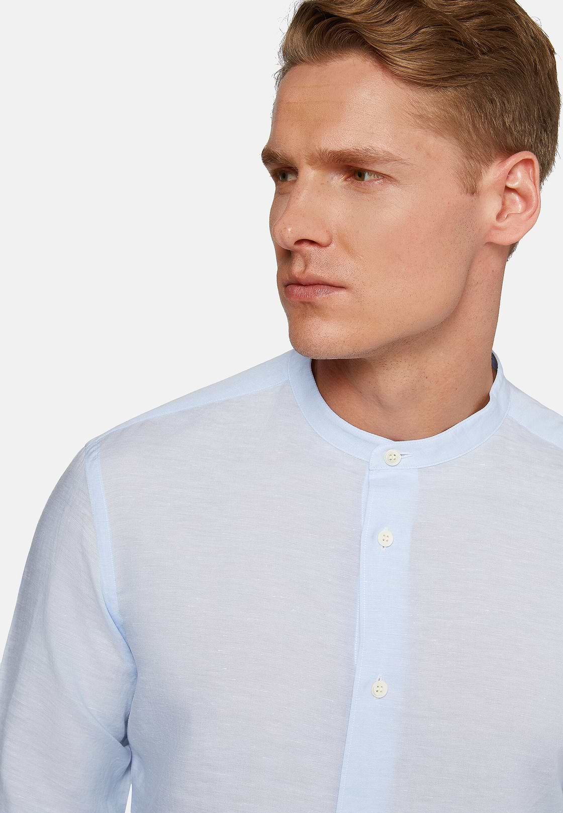 Regular Fit Sky Blue Tencel Linen Shirt, Light Blue, hi-res