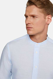 Regular Fit Sky Blue Tencel Linen Shirt, Light Blue, hi-res