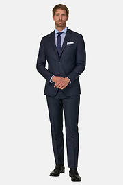 Pak Krijtstreep in Elastisch Wol, Navy blue, thumb, 2