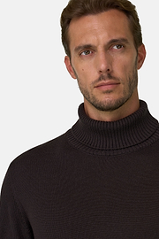 Rollkragenpullover aus extrafeiner Merinowolle, Dunkelbraun, thumb, 3