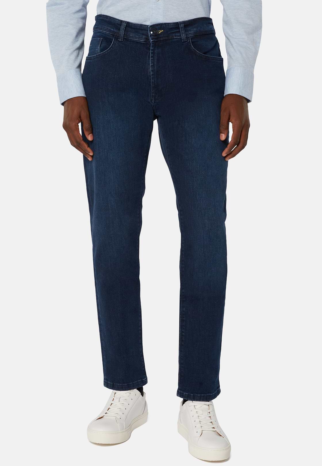Jeans In Denim Elasticizzato Blu Scuro, Indaco Scuro, hi-res