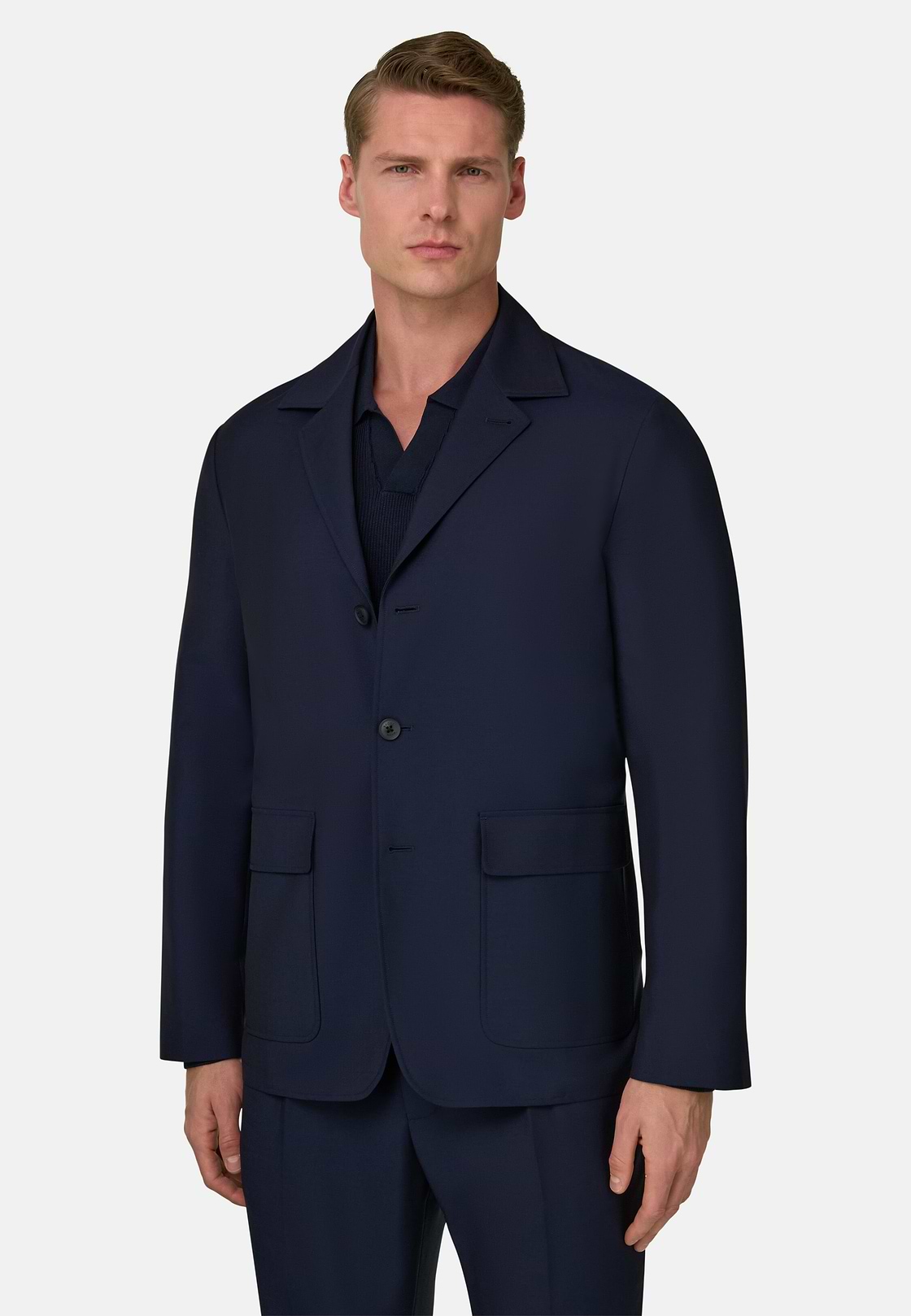 Wool and Mohair Jacket, Navy blue, hi-res, 2